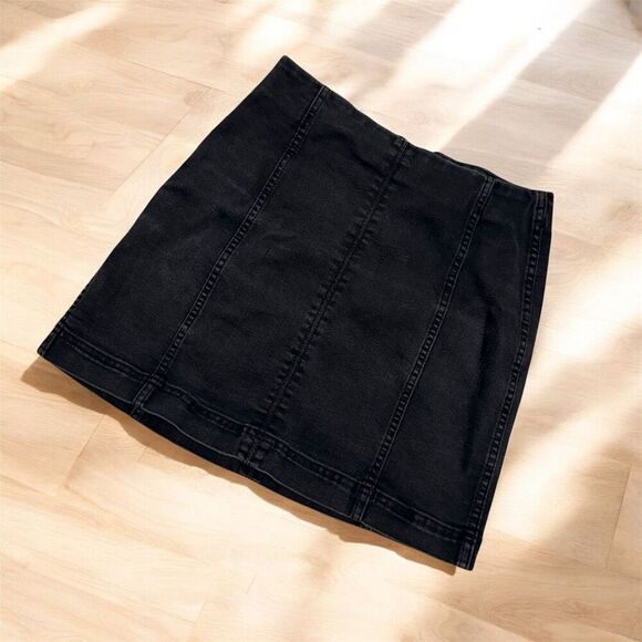 Wild Fable Black Grey Denim A Line Jean Mini Skirt Small - Picture 1 of 4